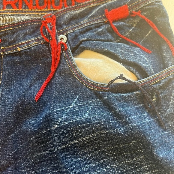 EUC Mens Akademiks Native Warriors Indian Dark Blue Jeans 38x32🐎🐎 (D3) - Picture 12 of 13